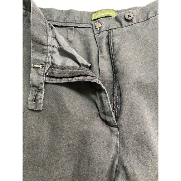 Eddie Bauer 100% Linen Casual Pants Womens Size 10 P Black Pleated Travel HIking - Picture 8 of 9
